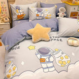 Tineit Kids Bedding Set Cute Girls Boys Full Queen Size Duvet Cover Flat Sheet Pillowcase No Filler Kawaii New Design Home Bed Linens