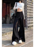 christmas outfit Tineit Women's Black Gothic Pants Aesthetic Baggy Harajuku Japanese 2000s Style Y2k Oversize Pants Vintage Trousers Emo Trashy Clothes