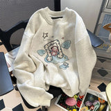 Tineit Cotton Cartoon Hoodie Women Preppy Style Streetwear Hip-hop Sweatshirts 2025 Ropa Mujer Casual Fashion Korean Y2k Sweatshirts