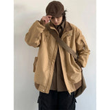 Tineit 2024 Fall Fashion Patchwork Oversized Cargo Zip UP Jacket