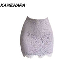 Tineit Japanese Lace Neck Knitted Sweater Autumn High Waisted Hip Hugging Skirt Sexy Off Shoulder Sweater Sweet Two Piece Sets