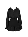 christmas outfit Tineit Black Gothic Women's Shirt Dress French Style Vintage Retro Dress Long Sleeve Casual Chic Elegant Tunic High Waist Sundress 2025