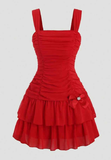 Tineit Cute A line Straps Red Short Homecoming Dress Birthday Dresses (PRE-ORDER)