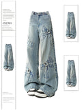 christmas outfit Tineit Women Blue Bow Jeans Harajuku Y2k Japanese 2000s Style Aesthetic Baggy Denim Trousers Oversize Jean Pants Vintage Trashy Clothes