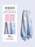 christmas outfit Tineit Women's High Waist Ripped Cargo Jeans Vintage Korean Fashion Y2k Streetwear Cowboy Pants Harajuku Wide Leg Blue Denim Trousers