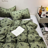 Tineit Ins Style Luxury Retro Style Small Fresh Floral Quilt Set Four Piece Bedding Set Student Dormitory Three Piece Bed Sheet Set