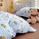 Tineit Cute Dog Bedding Set New Design Girls Ins Duvet Cover with Zipper No Filler Flat Sheet Pillowcase Queen Size Bed Linens