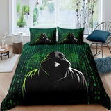 Tineit Programmer Duvet Cover King Queen Size Green Binary Print Programming Code Data Bedding Set Computer Program Number Quilt Cover