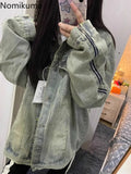 Tineit Harajuku Vintage Denim Coats Streetwear BF Fashion Outwear Y2k Tops Casual Zipper Korean Oversized Jackets 2025 Women's Clothing