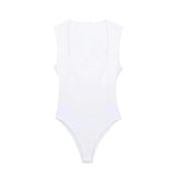 Tineit black body woman sleeveless white bodysuit women square neck summer one piece swimsuits sexy lingerie women's bodysuit