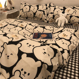 Tineit Chinese Cute Panda Bedding Set Cartooon Bamboo Pattern Quilt Cover Sheets Full Size For Kids Adults Home Textile Soft Polyester