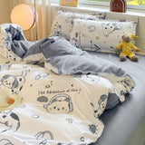 Tineit Cute Cartoon Duvet Cover Set Kids Adult Twin Queen Size Girls Boys Flat Sheet Pillowcase No Filler Soft Home Decor Bedding Set