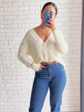 Tineit Elegant Solid V Neck Lady Cardigan Knit Full Sleeve Single Breasted Female Sweater 2025 Fashion Autumn Winter Women Overcoat