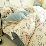 Tineit Cute Dog Bedding Set No Filler Ins Cream Blue Duvet Cover Flat Sheet Pillowcase Kids Adults Fashion Soft Comforter Cover