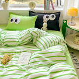 Tineit Big Eyes Bedding Set 2024 New Colorful Boys Girls Duvet Cover No Filler Pillowcase Flat Sheet Twin Queen Size Home Bedspread