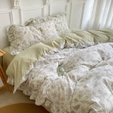 Tineit French Ins Bedding Set No Filler Korean Floral Ruffles Single Double Queen Size Duvet Cover Sheet Pillowcase Home Textile