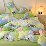 Tineit Cute Bear Bedding Set No Filler Full Queen Size Duvet Cover Flat Sheet Pillowcase Kids Adults Fashion Soft Comforter Cover