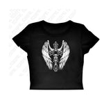 Tineit Summer Aesthetic Printing Woman Crop tops Classic Fashion Cool Y2K Gothic Tide Harajuku T-shirts 90s Metal Rock Vintage Baby Tee