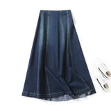 cold weather outfits Tineit 2024 Spring Summer Women Vintage Denim Skirt Long A-Line Zipper Dress Solid Flash Dress Casual Mujer Felame Vestidos