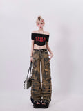 christmas outfit Tineit Women's Y2k Baggy Cargo Jeans Harajuku Denim Trousers Aesthetic Punk Jean Pants Vintage Japanese 2000s Style Trashy Clothes 2025