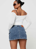 Tineit-Grishea Low Rise Denim Skirt