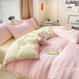 Tineit Style Seersucker Bedding Set Duvet Cover Flat Sheets Pillowcase Bed Sheet Set Soft Breathable Cover Bed Linens Set 2023 New