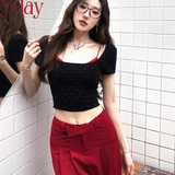 Tineit 2025 Summer Korean Fashion Pants Sets Woman Bow Dot Y2k Crop Tops + Casual Red Pants Hot Girls Aesthetics Elegant Suit Chic