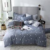 Tineit Grey Geometric Pattern Duvet Cover Four set series for Adults Teens Polyester Bedding Set with Zip Closure Comforter Covers