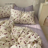 Tineit Romantic Floral Bedding Set Twin Full Queen King Size Bed Linen Girls Adults Bed Flat Sheet Pillowcase Comforter Duvet Cover