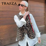 cold weather outfits Tineit 2024 Spring Summer Casual Leopard Women Vests Fashion Streetwear Lace-up V Neck Open Stitch Chic Short Vests