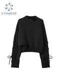 christmas outfit Tineit Women Vintage Sweater Pullovers O-Neck Casual 2025 Winter Fashion Gothic Harajuku Loose Soft Female Irregular Knitwear Jumper