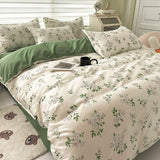 Tineit Christmas Bedding Set Flat Sheet Duvet Cover Pillowcase Combination Green Tree Flower Home Textile Bed Linen Fashion