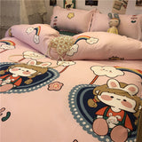 Tineit Ins Style Fashion Butterfly Bedding Set For Girls Boys Double Size Flat Sheet Duvet Cover Pillowcase Bed Linen Home Textile