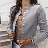 Tineit Solid Single Breasted Women Coat Long Sleeve O Neck Female Jacket 2025 Fashion Elegant Slim Autumn Office All Match Lady Outwear