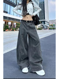 christmas outfit Tineit Women's Grey Y2k Jeans Harajuku Oversize Denim Trousers Japanese 2000s Style Baggy Grey Jean Pants Trashy Vintage Emo Clothes