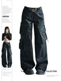 christmas outfit Tineit Women's Black Gothic Leather Pants Y2k Emo 2000s Streetwear Vintage Oversize High Waist Trouser Harajuku Cargo Pants 90s Clothes