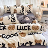 Tineit Lucky Dog Bedding Set Cute Cartoon No Filler Twin Full Size Duvet Cover Flat Sheet Pillowcase Fashion Girls Boys New Bed Linen