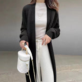 thanksgiving outfit Tineit Casual Knitted Solid Long Cardigan Women Korean Loose Long Open Sweaters Female Autumn Chic Warm Simple Daily Street Tops