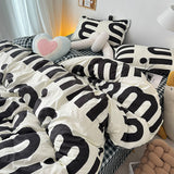 Tineit INS Blue And White Cow Stripe Cartoon Bedding Set Cute Animal Quilt Cover Soft High Quality Polyester Sheet Bedroom Decor