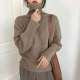 thanksgiving outfit Tineit Zoki Autumn Warm Turtle Neck Sweater Women Fashion Korean Solid Knitted Basic Pullovers Loose O Neck Long Sleeve Female Jumper