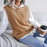 Tineit 2024 Fall Fashion Hollow Leaf Casual Knitted Sweater