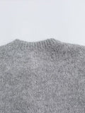 thanksgiving outfit Tineit Retro Knitted O-neck Short Cardigan Women Casual Loose Gray Single Breasted Sweaters Female Elegant Autumn Chic Base Knitwear