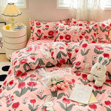 Tineit Cute Bear Bedding Set No Filler Ins Korean Style Duvet Cover Pillowcase 2024 New Single Full Size Kids Adult Soft Bed Linen