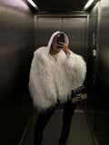 Tineit 2024 White Elegant Tassels Faux Fur Coats For Women Fashion Lapel Long Sleeves Thicken Warm Jacket Winter Female Chic Streetwear