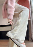 Tineit Zoya Ribbed Knit Button Pants