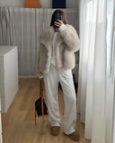 Tineit Asuna Faux Fur Jacket in Light Grey