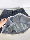 christmas outfit Tineit Women Blue A-line Denim Skirt Vintage Aesthetic Y2k Patchwork Lace Jean Skirt Harajuku Korean Cowboy Skirts 2000s Clothes Summer