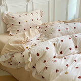 Tineit French Ins Bedding Set No Filler Korean Floral Ruffles Single Double Queen Size Duvet Cover Sheet Pillowcase Home Textile