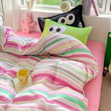 Tineit Big Eyes Bedding Set 2024 New Colorful Boys Girls Duvet Cover No Filler Pillowcase Flat Sheet Twin Queen Size Home Bedspread