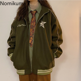 Tineit Nomikuma Jackets for Women 2025 Star Letter Embroidery Stand Neck Thick Warm Chaqueta Retro Harajuku Street Fashion Veste Femme